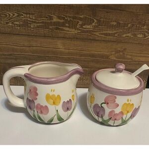 Spring Flowers Sugar And Creamer Set